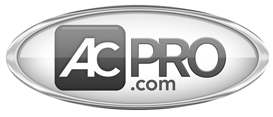 A black and white logo for acpro.com