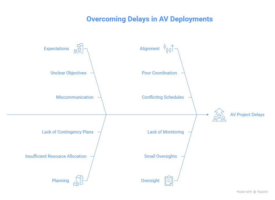 Diagram outlining causes of AV project delays