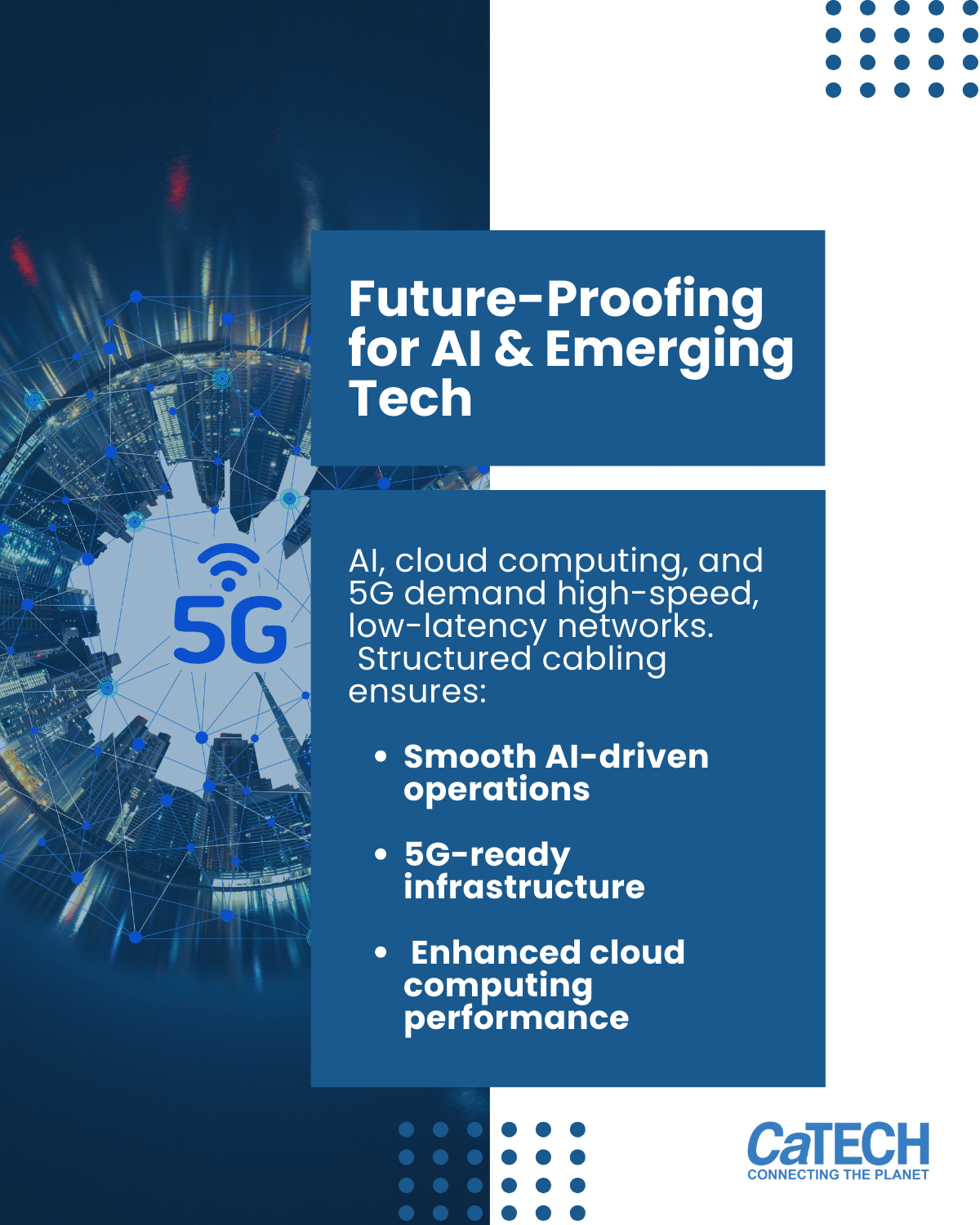 A CaTECH infographic promoting structured cabling for AI, cloud computing