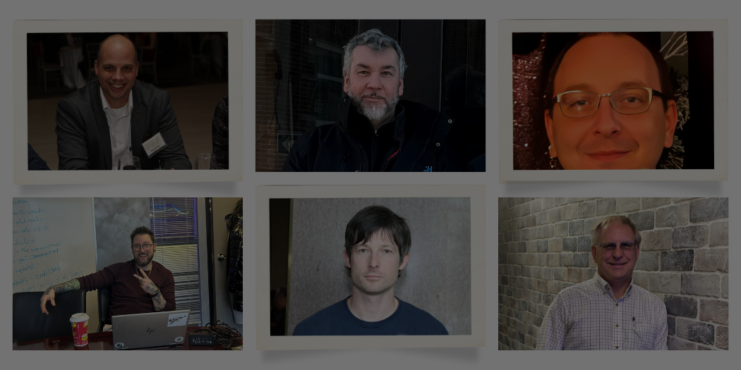 Six people in individual photos; men, some smiling, some looking at the camera.
