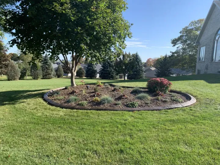 A brick wall with a blue sky in the background