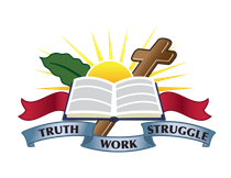 A logo for a church that says truth work struggle