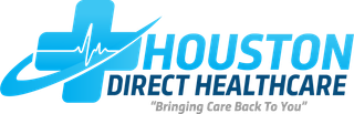 The logo for houston direct healthcare bringing care back to you