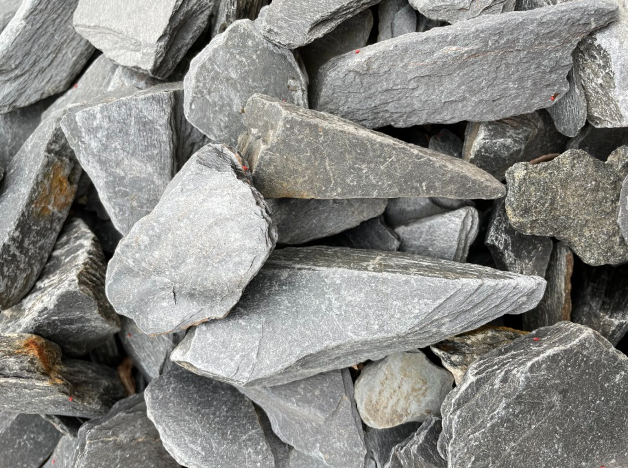 Gray slate rock pieces.