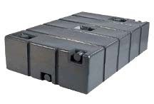 Gray rectangular plastic water tank.