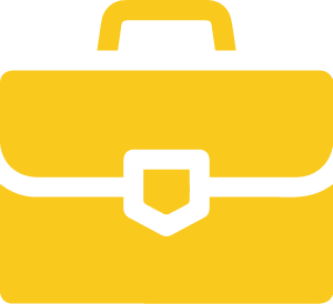 a yellow briefcase with a white handle on a white background