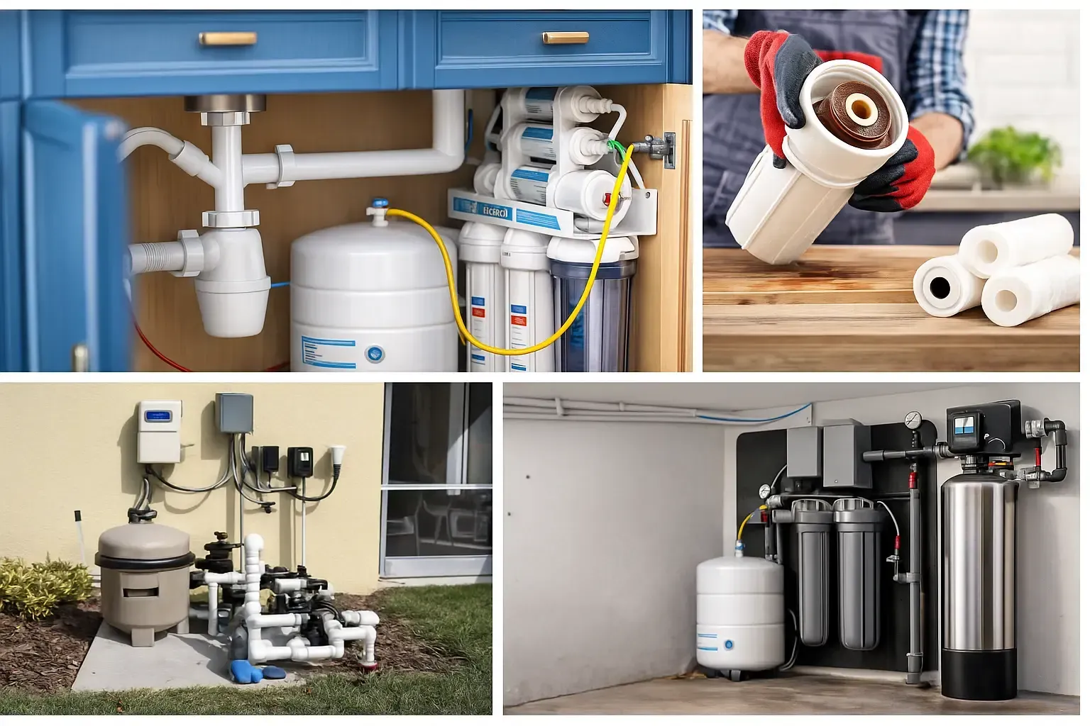 A man wearing yellow gloves is cleaning a drain with a hose.