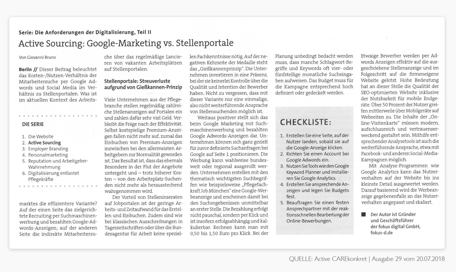 Active Sourcing: Google Marketing vs. Stellenportale