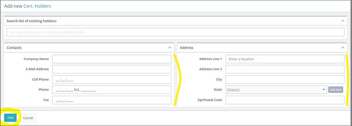 A screenshot of a web page with a yellow arrow pointing to a button.