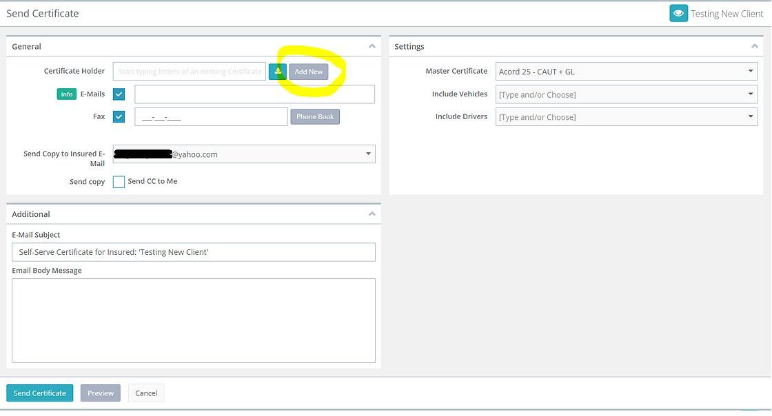 A screenshot of a web page with a yellow circle around a button.