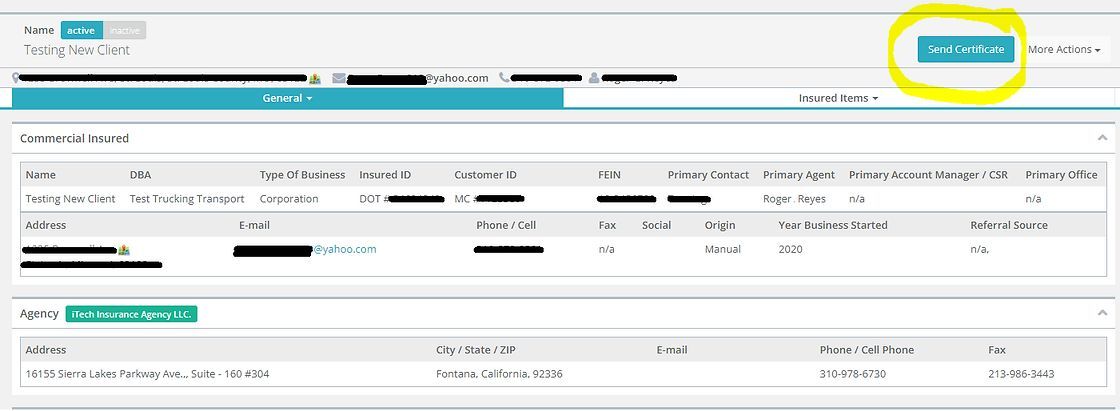 A screenshot of a website with a yellow circle around a button.