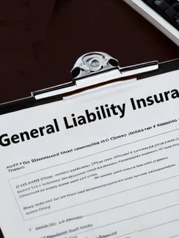 A clipboard with a general liability insurance form on it.