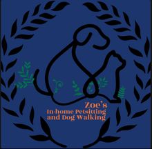 A logo for zoe 's in-home petsitting and dog walking