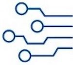 A drawing of a circuit board with circles and lines on a white background.