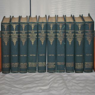A row of books titled the delphian course