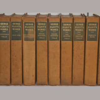 A row of books titled george eliot 's works