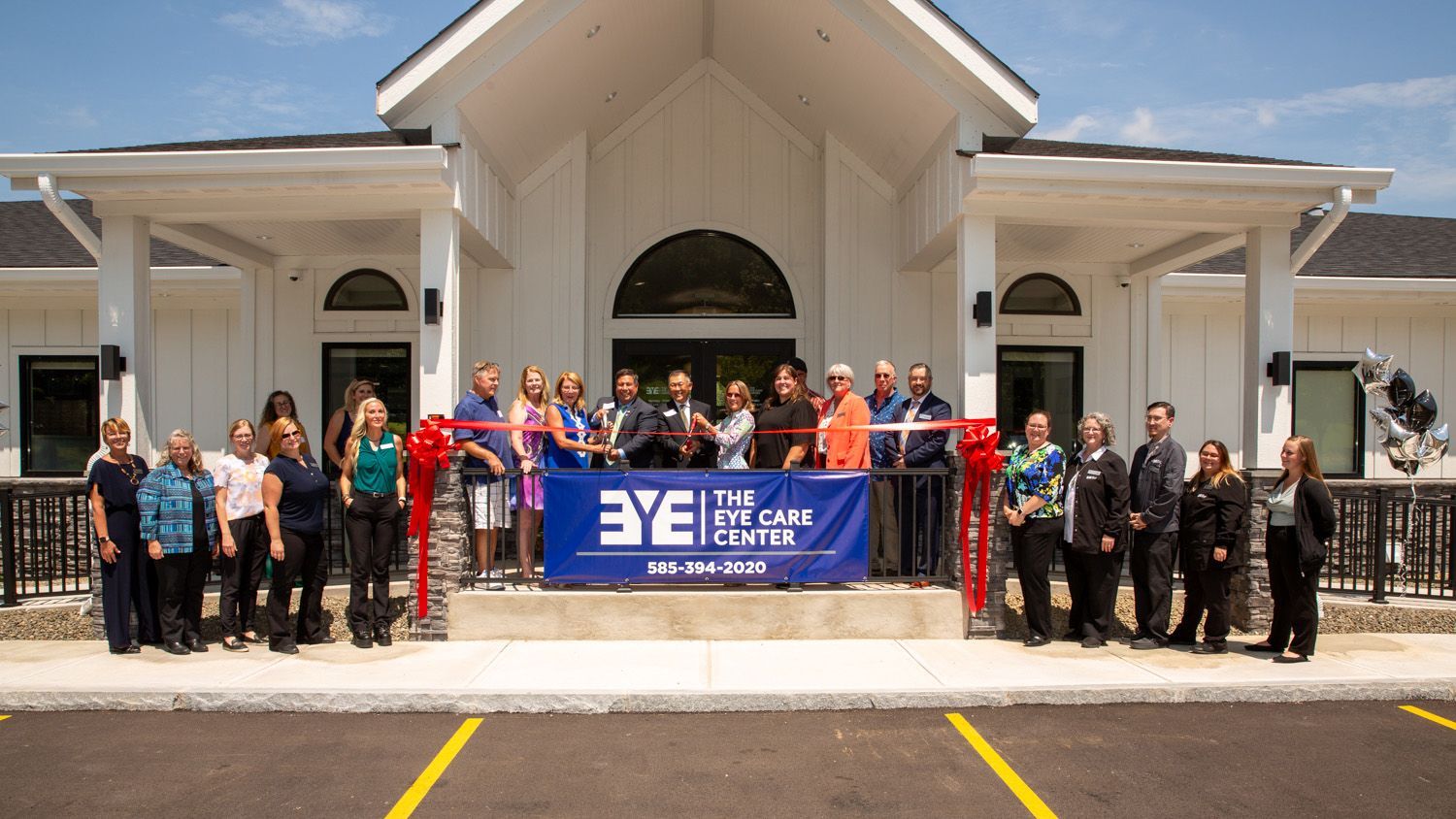 ribbon-cutting ceremony outside The Eye Care Center in Macedon, New York.