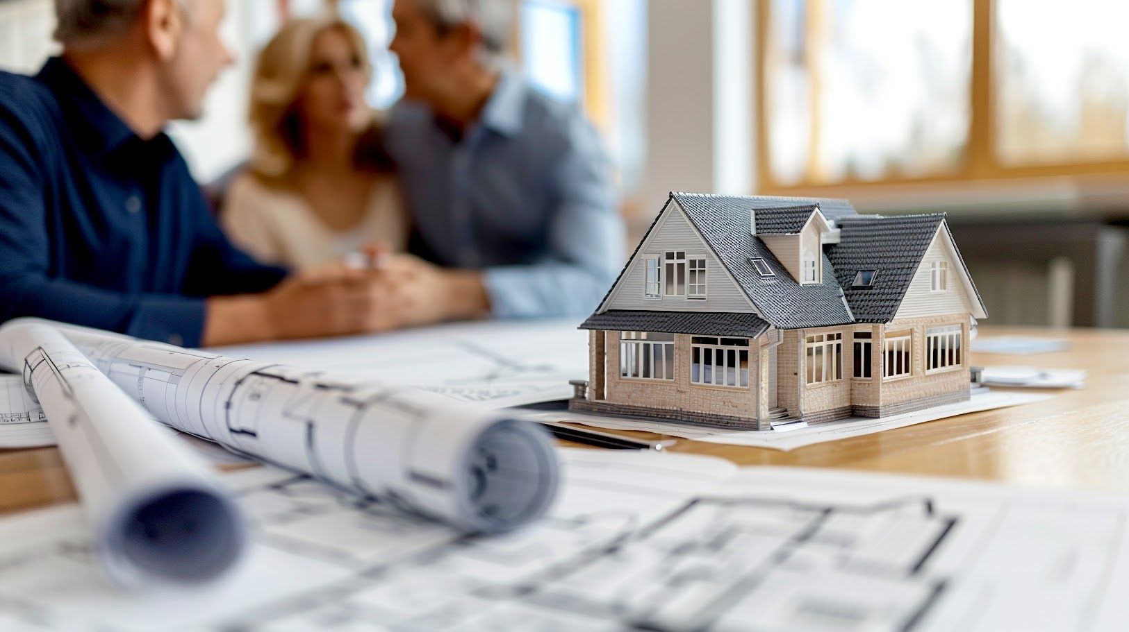 Carpenter installing drywall on ceiling in a room under construction; wood frame walls; wearing safety gear.