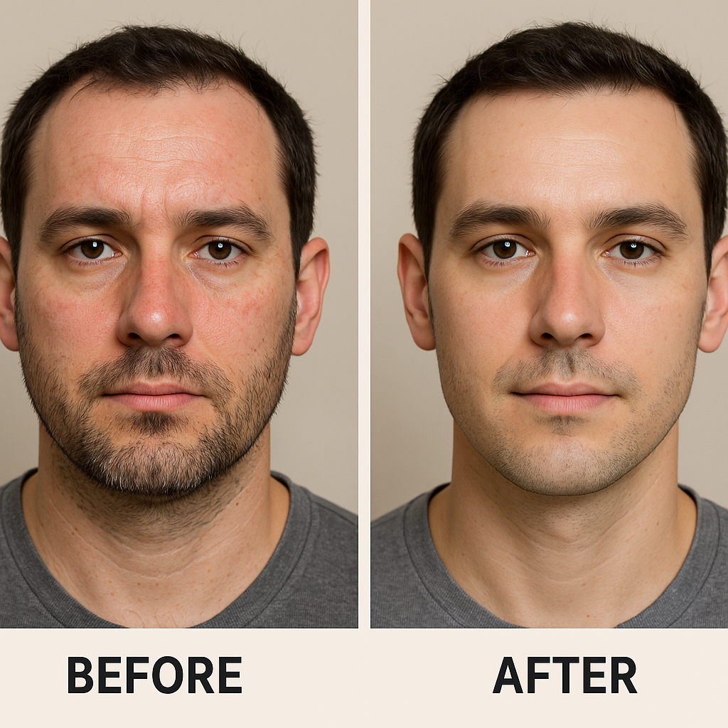 before and after of men facial treatment