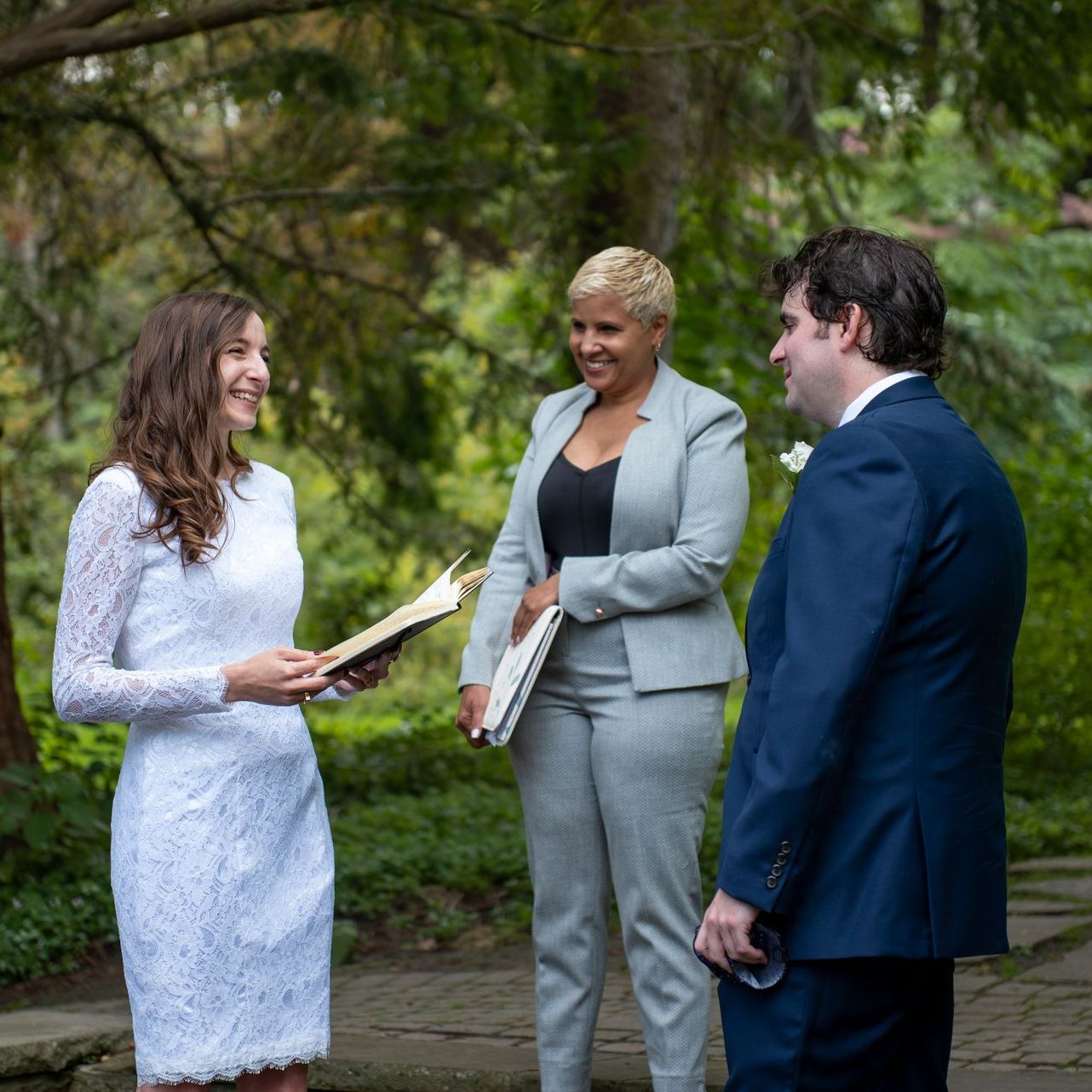 A bride and groom during their ceremony.