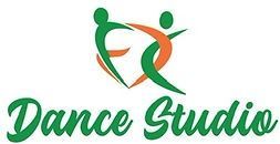 A logo for a dance studio with two people dancing.