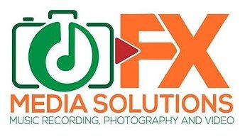 A logo for cofx media solutions music recording photography and video