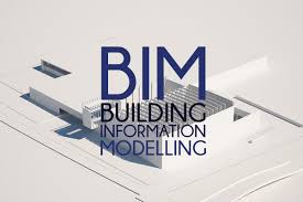 A logo for bim building information modelling with an aerial view of a building.