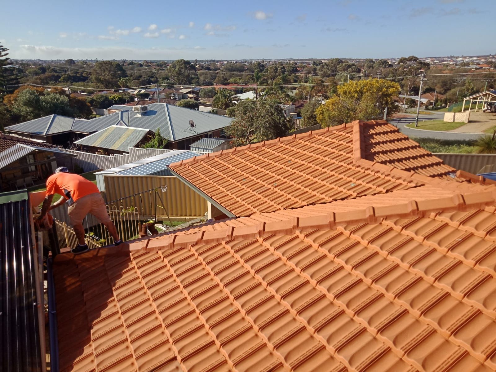Worker on the Roof — Thornlie, WA — Noble Roof Restoration & Repairs