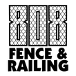 A black and white logo for fence and railing.