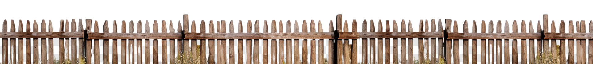A close up of a wooden fence on a white background.