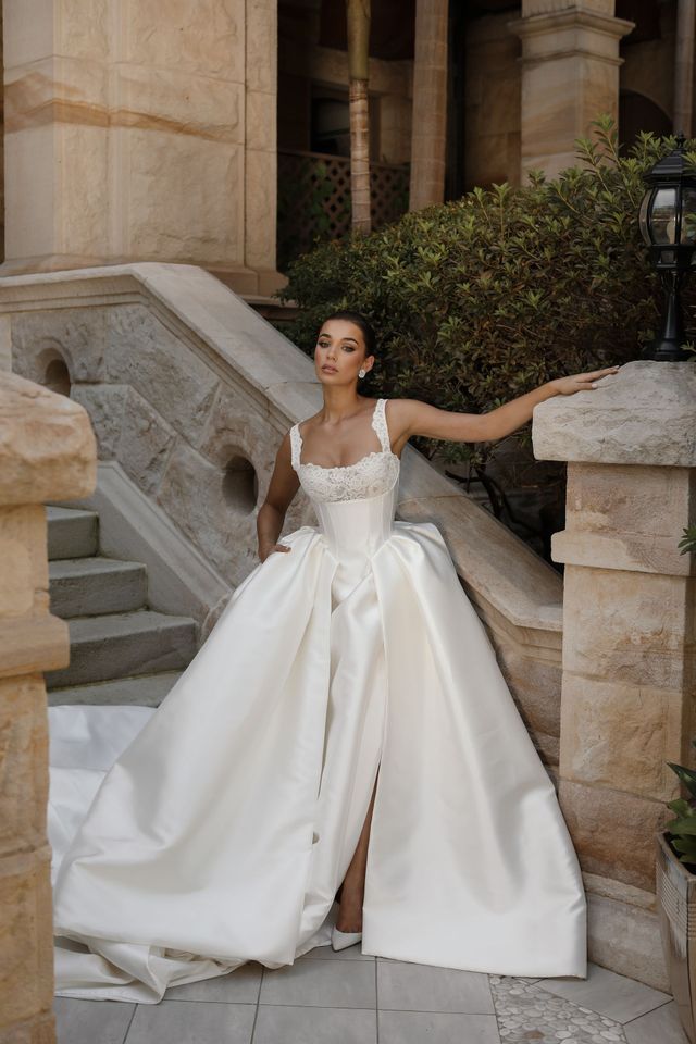 prom dresses cream lace Cream White Lace Off-the-Shoulder Evening Gown with Sheer Overlay main image 0