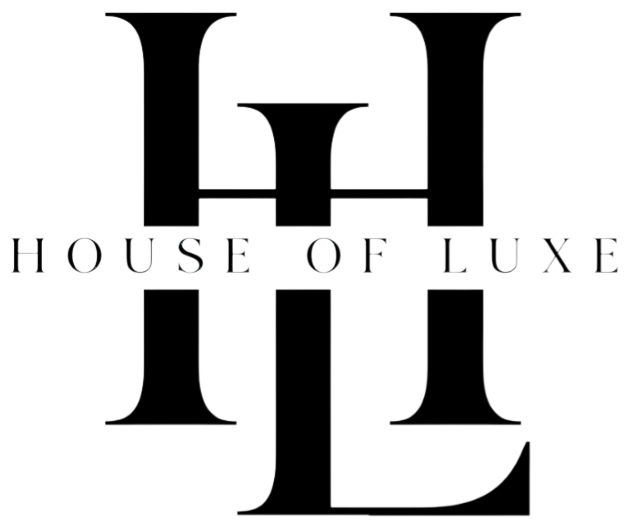 A black and white logo for a company called house of luxe.