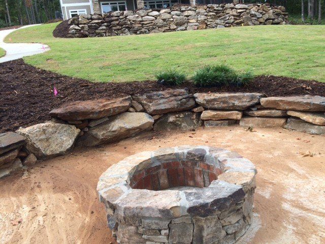 Not Yet Finished Firepit — Seneca, SC — Sheriff Landscaping