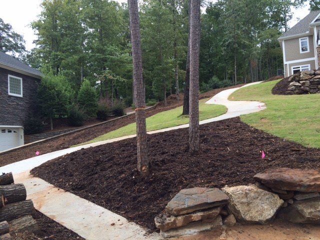 Soil Bed with Two Trees — Seneca, SC — Sheriff Landscaping