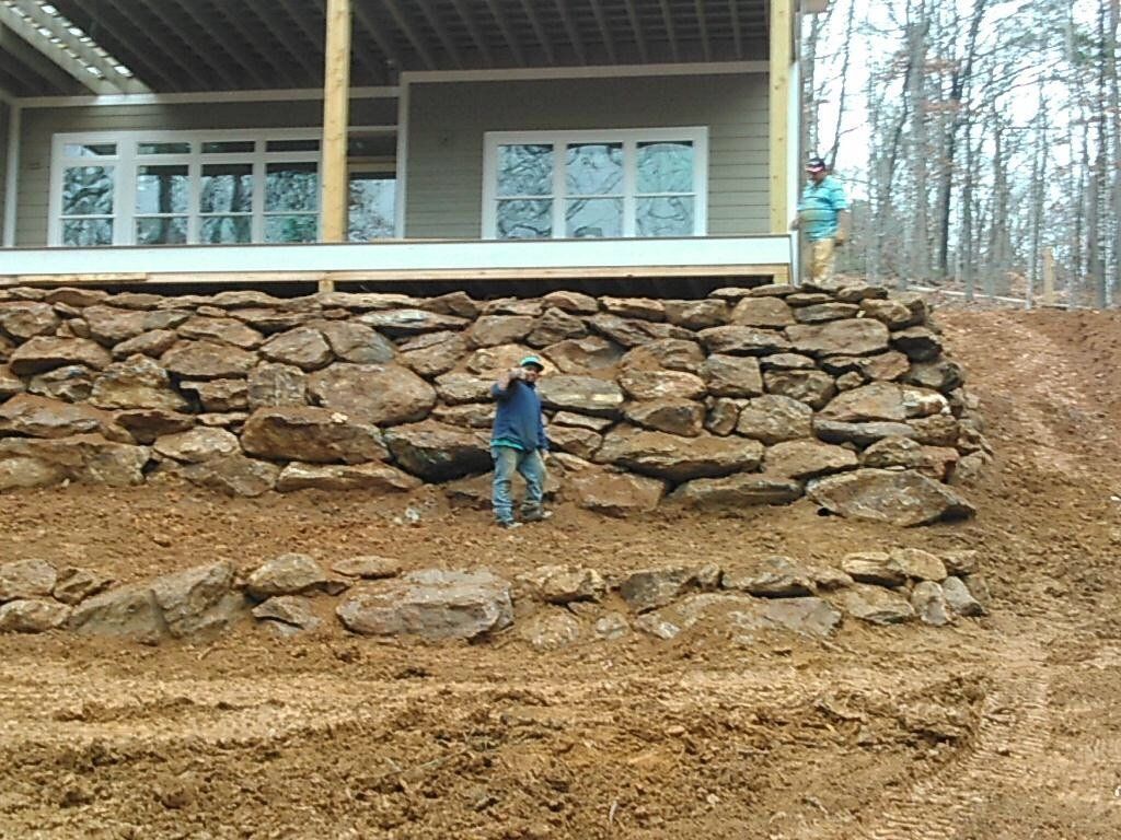 Man Beside the Retaining Walls — Seneca, SC — Sheriff Landscaping