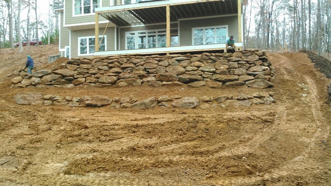 Wall of Rocks Under the House — Seneca, SC — Sheriff Landscaping