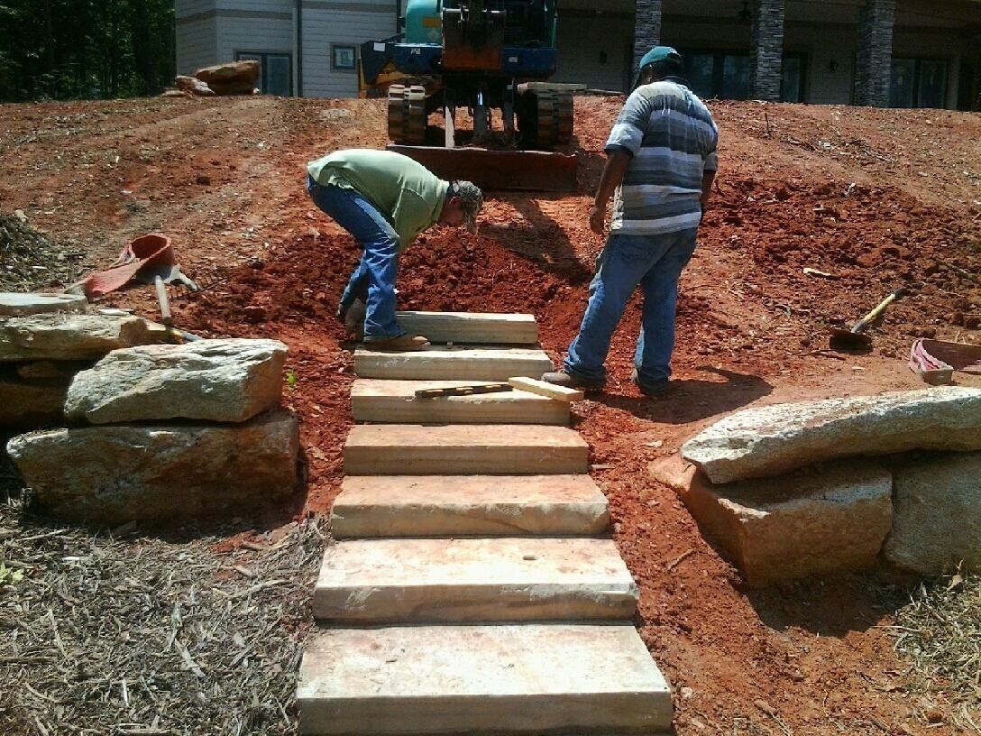 Setting the Stairs — Seneca, SC — Sheriff Landscaping