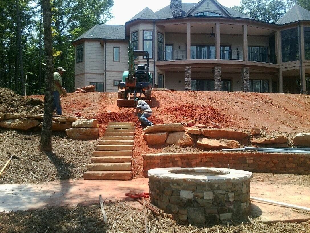 Placing the Stairs — Seneca, SC — Sheriff Landscaping