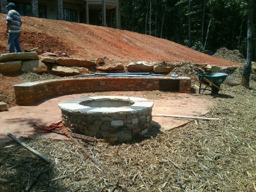 Not Yet Finished Firepit — Seneca, SC — Sheriff Landscaping
