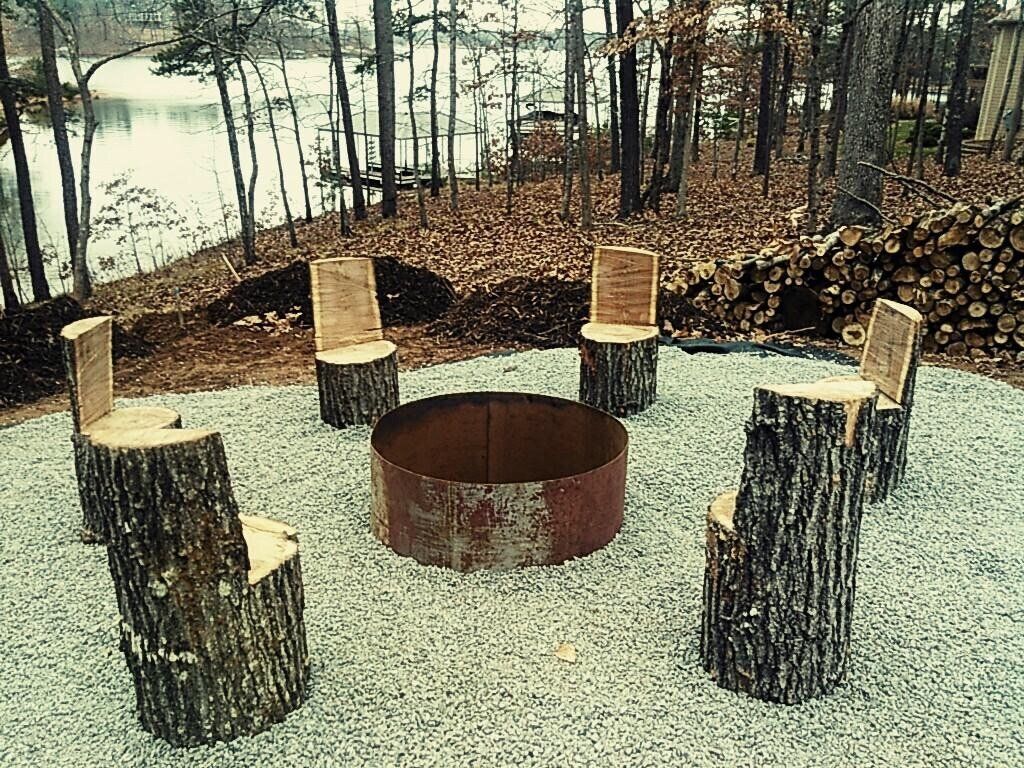 Metal Firepit Surrounded by Wood Chairs — Seneca, SC — Sheriff Landscaping