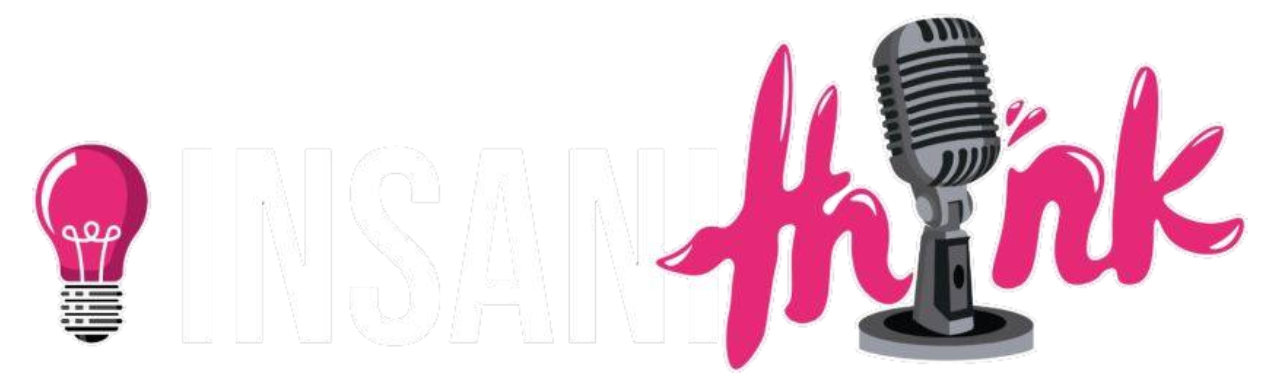 A pink light bulb and a microphone are on a white background.