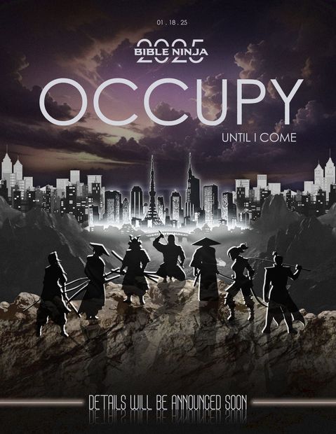 A poster for occupy shows a group of people standing in front of a city