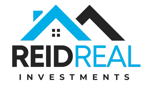 A blue and black logo for reidreal investments