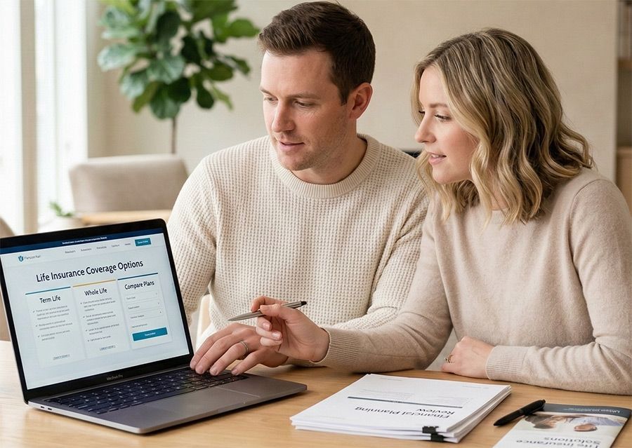 Future Point Insurance Services consultation Insurance advisor reviewing life insurance options with clients