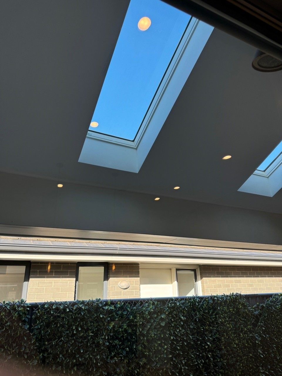 A house with two skylights on the ceiling