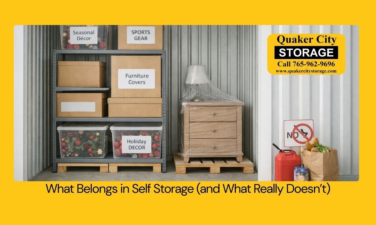Checklist of what items belong in self storage and what items are not recommended