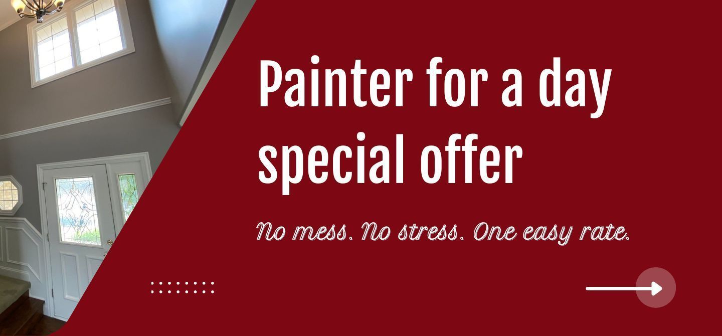 a red banner that says painter for a day special offer
