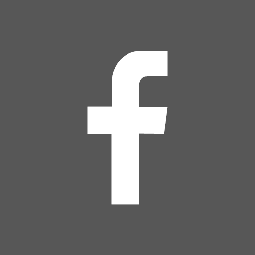 the facebook logo is white on a gray background .