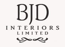 a black and white logo for bjd interiors limited .