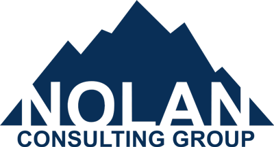 a logo for nolan consulting group with a mountain in the background